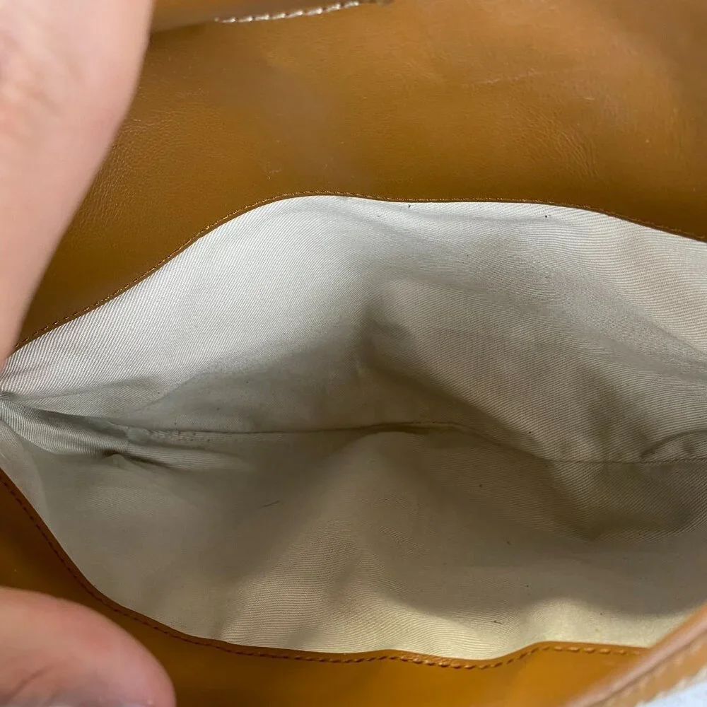 BCBG Girls Tan‎ Leather Shoulder Bag,Preppy,Zipper
